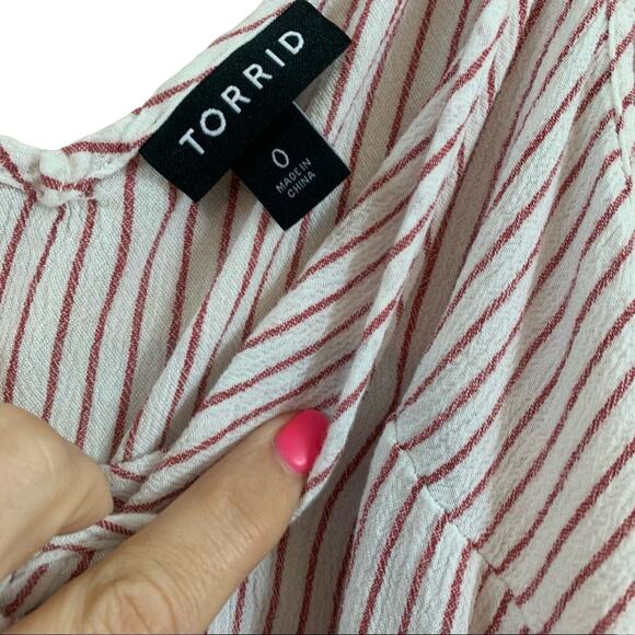 Torrid Sophie Red/White Striped Lace-Up Tank Top - Picture 5 of 10